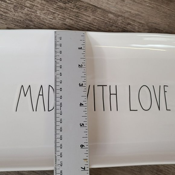 Rae Dunn Artisan Collection MADE WITH LOVE Ceramic Serving Platter 14" x 7" - Picture 5 of 6